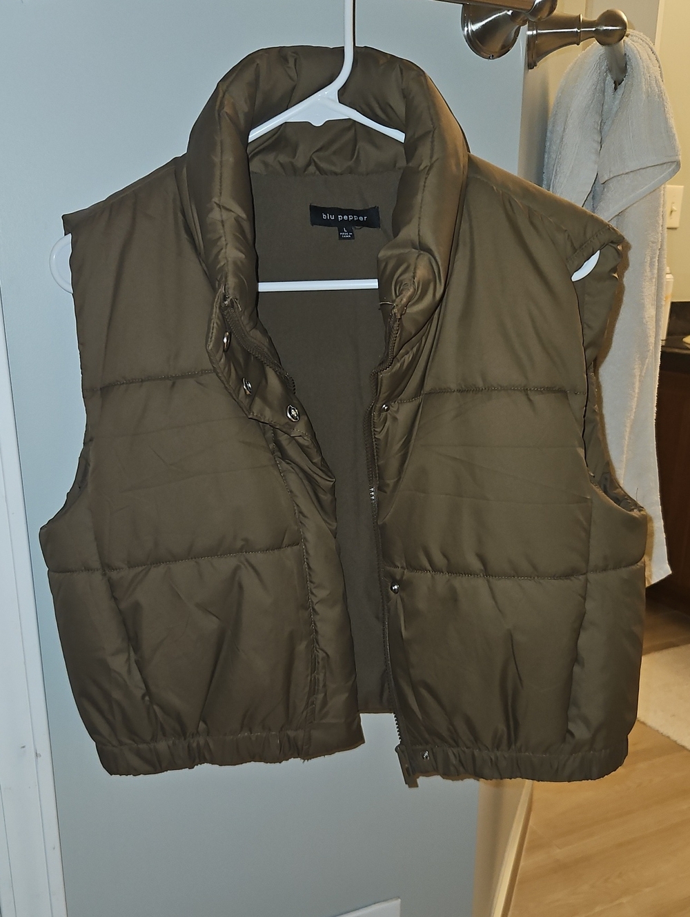 Blu Pepper Olive Green Quilted Puffer Vest